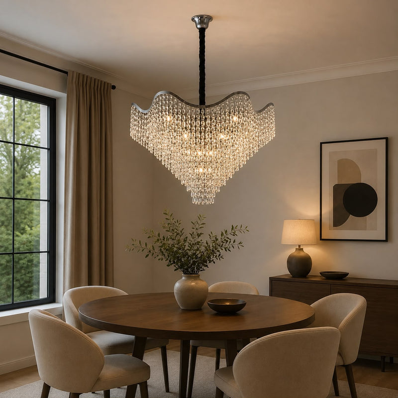 Candelabru Cristal Venetia, Ø60 cm, 60W, Crom
