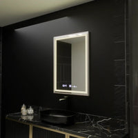 Oglindă LED Baie cu Dezaburire Diodata, Buton Touch, Ceas - AdeHouse — Finisaje și Iluminat Premium.