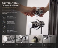 Panou de Dus Premium AquaDream Chrome - Cascada, Ploaie, Oglinda
