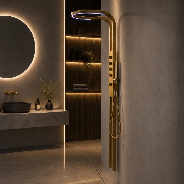 Panou de Duș  Regalis Gold 200 cm cu LED, 5 Funcții si Hidromasaj