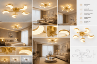 Lustră LED cu Telecomandă Veneranda, 80W, Auriu/Alb - AdeHouse — Finisaje și Iluminat Premium.