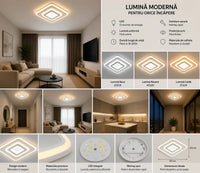PLAFONIERA LED, PATRATA, MODERNA  – ALB & CROM, 39W, 3000K–6500K
