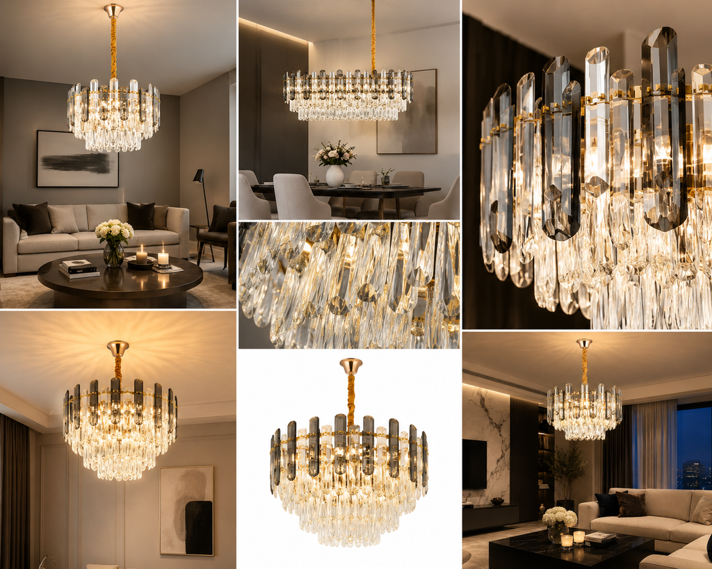 Candelabru Cristal Rosaviva, Ø40 cm, Lumină Caldă/Neutră/Rece