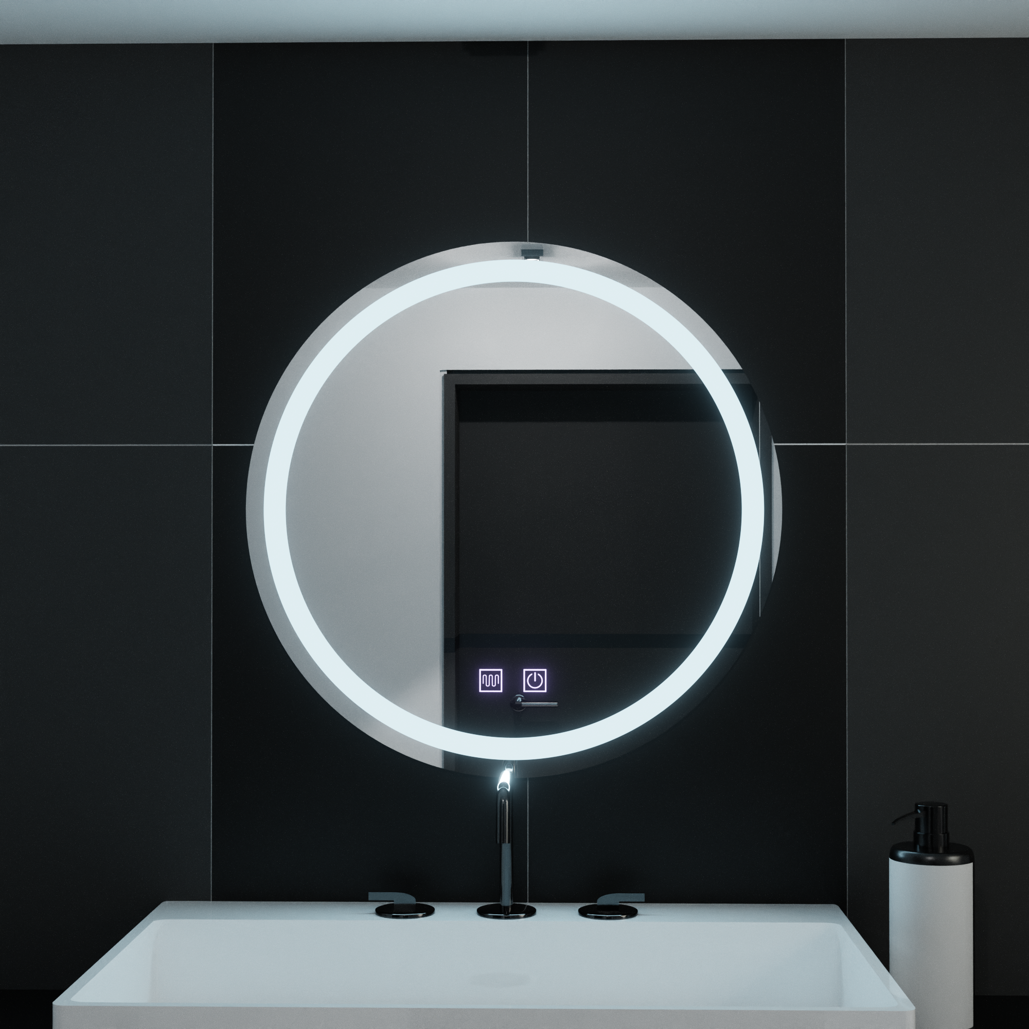 Oglindă LED Baie Elvira II, Buton Touch, Dimabilă
