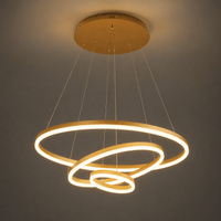 Pendul LED cu Telecomandă Rosabel 140W, Ø60 cm, cu Inele, Lumină Caldă/Neutră/Rece, Dimabil - AdeHouse — Finisaje și Iluminat Premium.