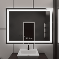 Oglindă LED Baie cu Dezaburire Odessa, Buton Touch, Ceas - AdeHouse — Finisaje și Iluminat Premium.