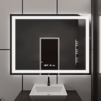 Oglindă LED Baie cu Dezaburire Odessa, Buton Touch, Ceas - AdeHouse — Finisaje și Iluminat Premium.