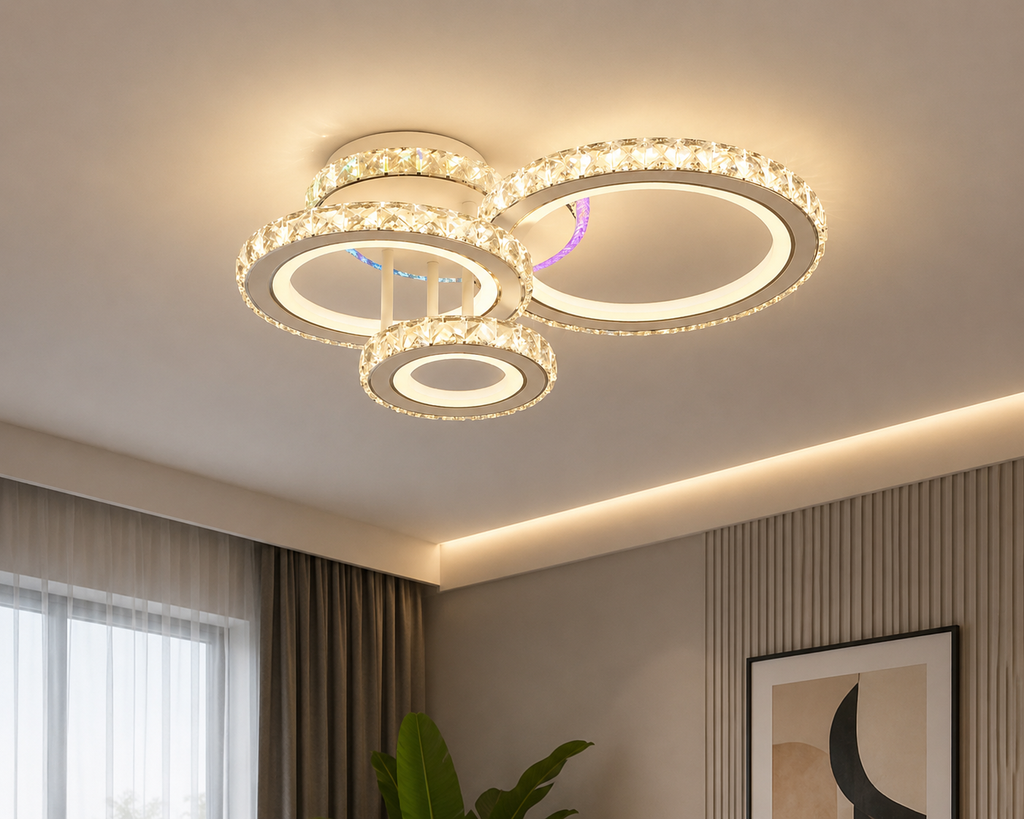 Lustră LED cu Telecomandă Zephyrine 134W, Lumină Caldă/Neutră/Rece, Dimabilă