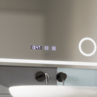 Oglindă LED Baie cu Dezaburire Katarina II, Buton Touch, Ceas - AdeHouse — Finisaje și Iluminat Premium.