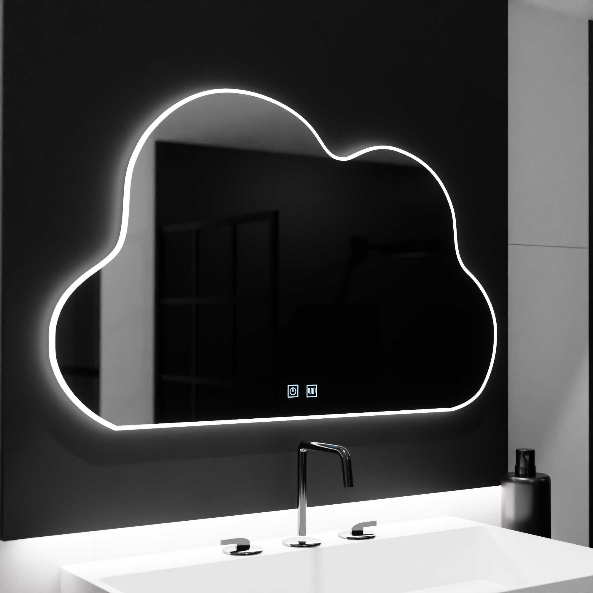 Oglindă LED Baie cu Dezaburire Rosabel II, Buton Touch, Dimabilă