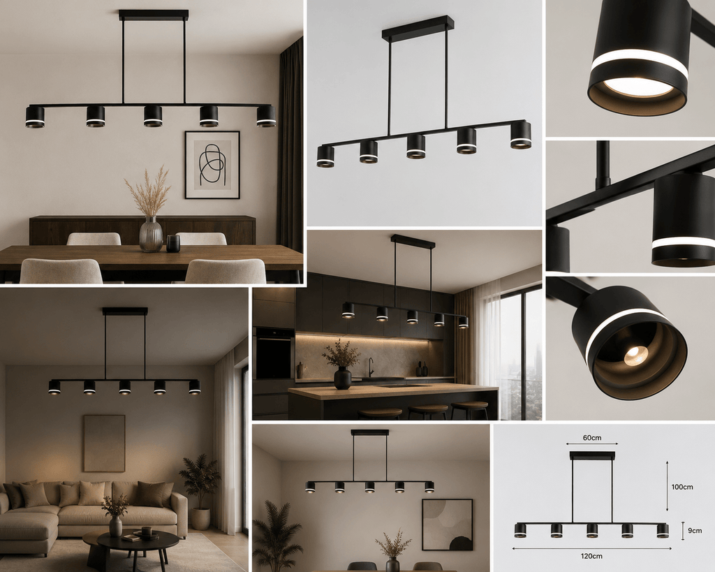 Pendul LED cu Telecomandă Corinna, Lumină Caldă/Neutră/Rece, Negru - AdeHouse — Finisaje și Iluminat Premium.