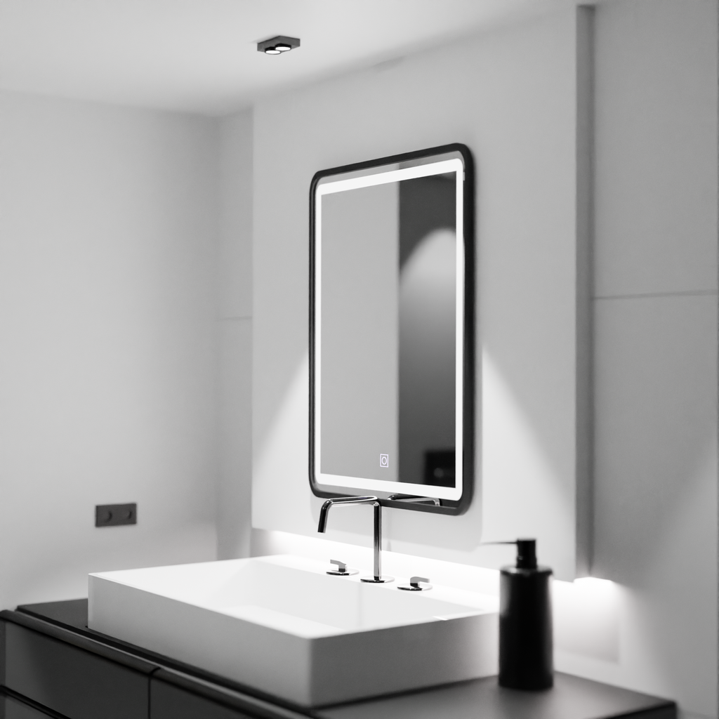 Oglindă LED Baie Amberly II, Buton Touch, Dimabilă