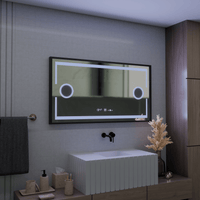Oglindă LED Baie cu Dezaburire Wisteria II, Ceas, Dimabilă - AdeHouse — Finisaje și Iluminat Premium.