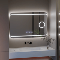 Oglindă LED Baie cu Dezaburire Saveriana, Ceas - AdeHouse — Finisaje și Iluminat Premium.