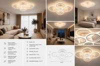 Lustră LED cu Telecomandă Fortunata, 180W, Lumină Caldă/Neutră/Rece - AdeHouse — Finisaje și Iluminat Premium.