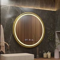 Oglindă LED Baie cu Dezaburire Perpetua II, Ceas, Dimabilă - AdeHouse — Finisaje și Iluminat Premium.