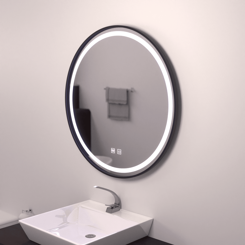Oglindă LED Baie cu Dezaburire Igenia, Buton Touch - AdeHouse — Finisaje și Iluminat Premium.