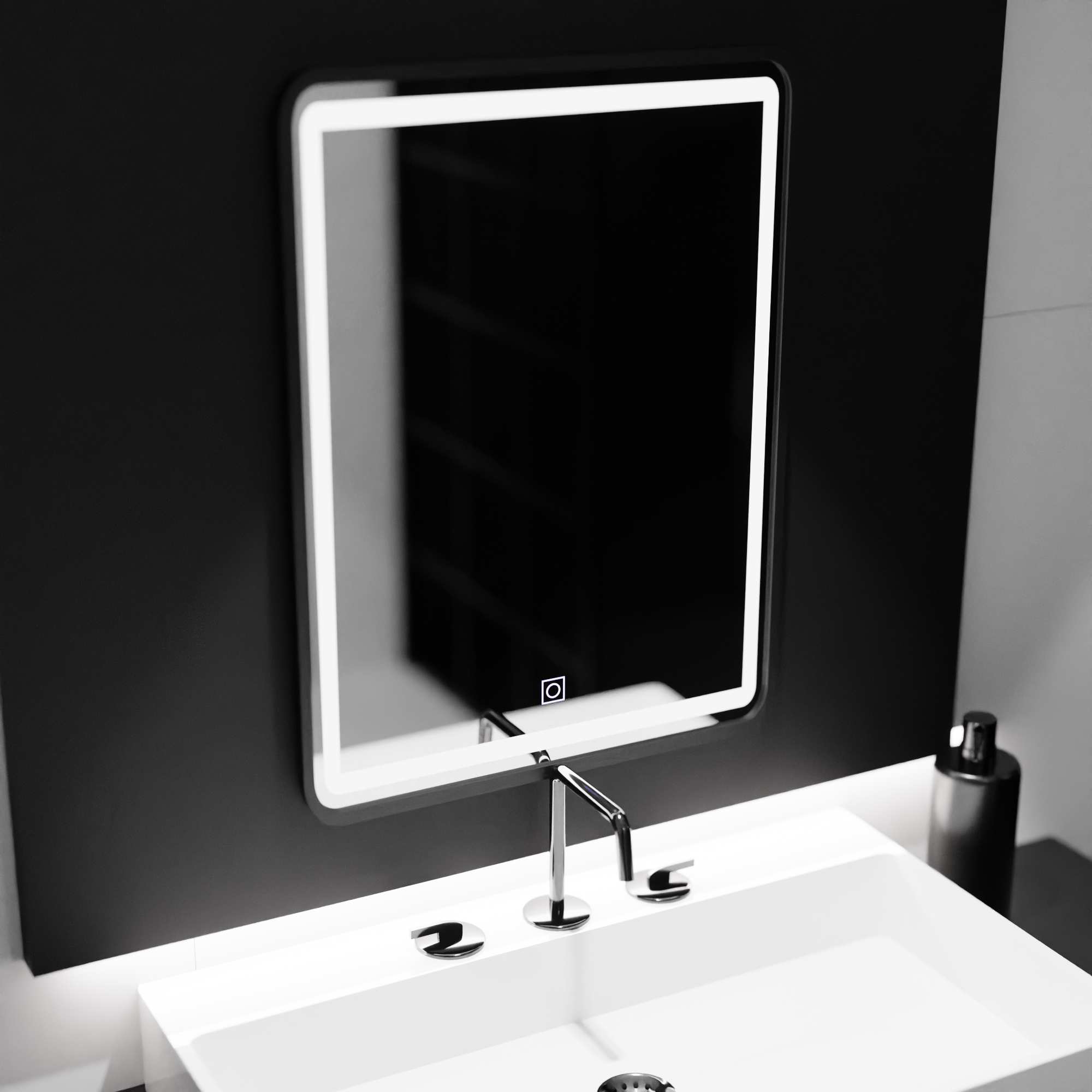 Oglindă LED Baie Amberly II, Buton Touch, Dimabilă