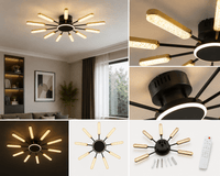 Lustră LED cu Telecomandă Guglielma, 2W, Lumină Caldă/Neutră/Rece, Negru - AdeHouse — Finisaje și Iluminat Premium.