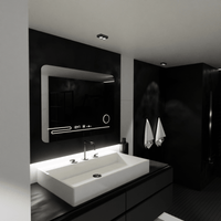 Oglindă LED Baie cu Dezaburire Marisol II, Ceas, Dimabilă - AdeHouse — Finisaje și Iluminat Premium.
