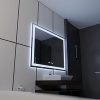 Oglindă LED Baie cu Dezaburire Odessa, Buton Touch, Ceas - AdeHouse — Finisaje și Iluminat Premium.
