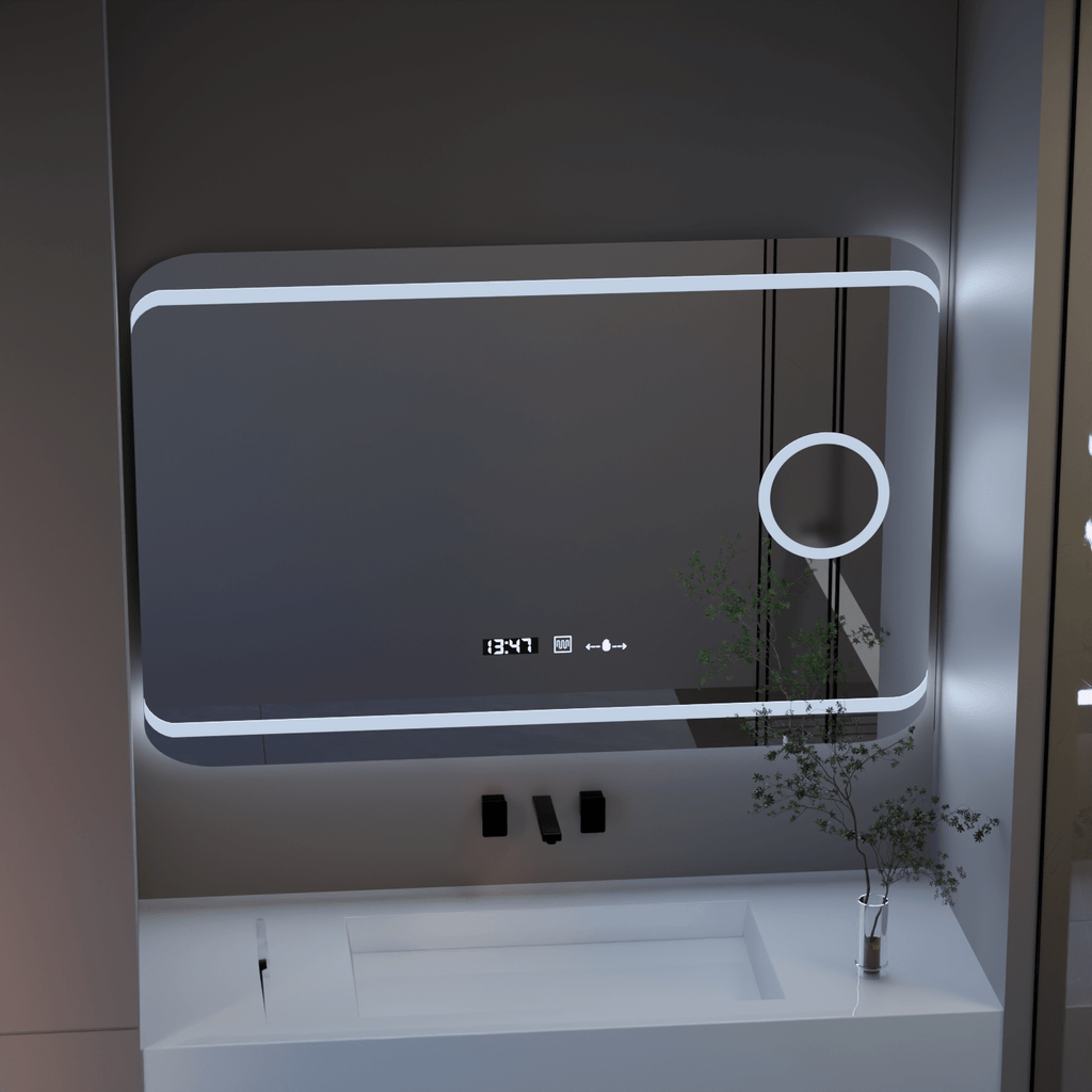 Oglindă LED Baie cu Dezaburire Vittorella, Ceas - AdeHouse — Finisaje și Iluminat Premium.