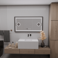 Oglindă LED Baie cu Dezaburire Wisteria II, Ceas, Dimabilă - AdeHouse — Finisaje și Iluminat Premium.