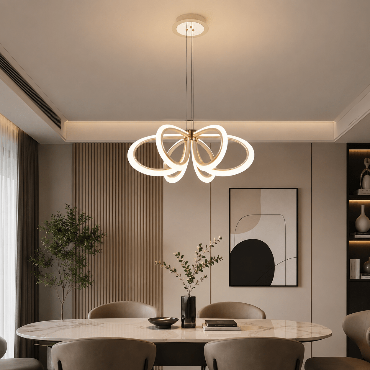 Pendul LED cu Telecomandă Zenaida, 144W, Ø100 cm, Lumină Caldă/Neutră/Rece, Auriu - AdeHouse — Finisaje și Iluminat Premium.