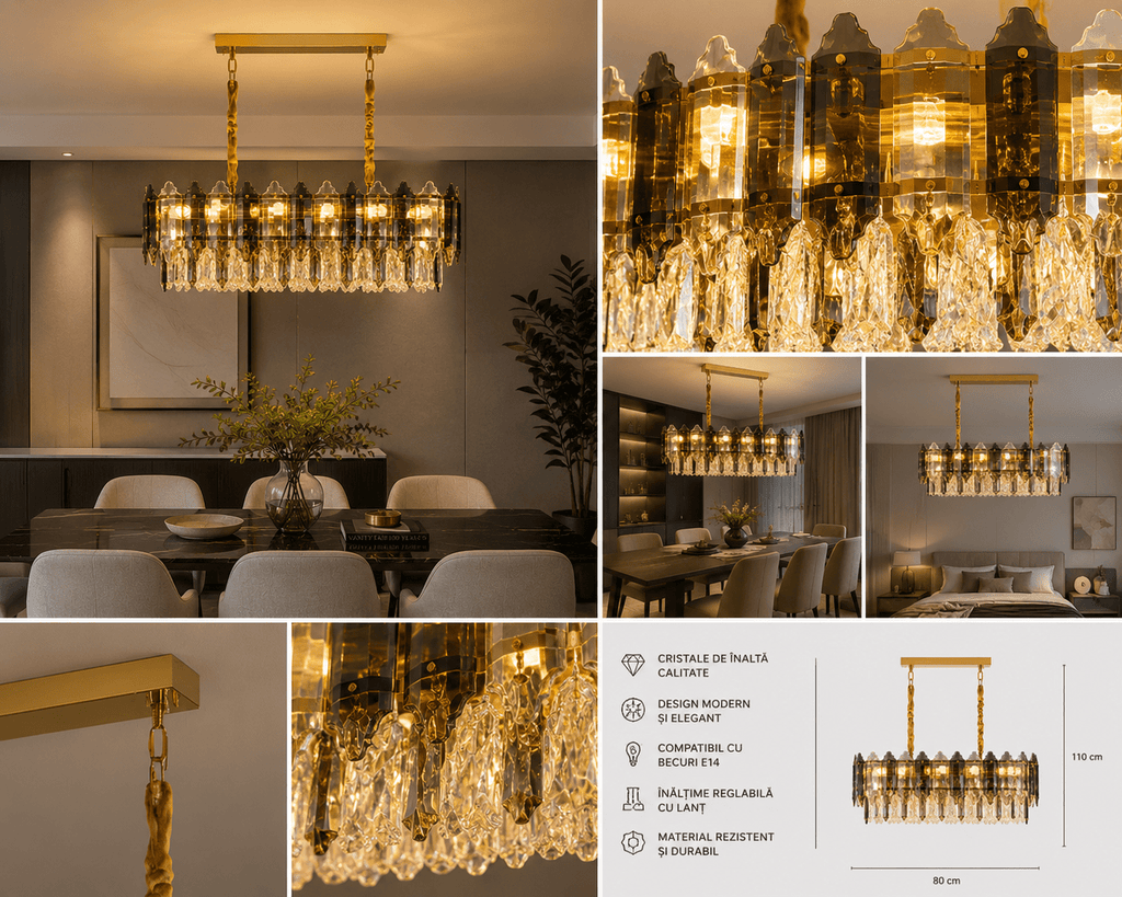 Candelabru Oliviera, 60W, Auriu - AdeHouse — Finisaje și Iluminat Premium.