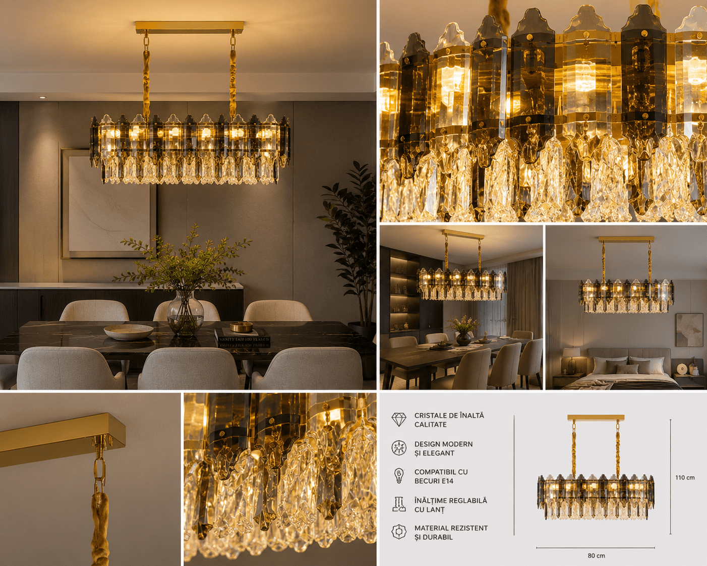 Candelabru Oliviera, 60W, Auriu - AdeHouse — Finisaje și Iluminat Premium.