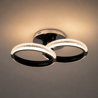 Lustră LED cu Telecomandă Rosmunda, 36W, cu Cristale, Lumină Caldă/Neutră/Rece, Negru - AdeHouse — Finisaje și Iluminat Premium.