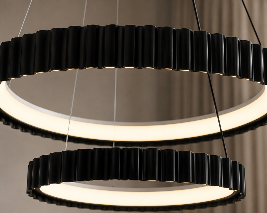 Pendul LED cu Telecomandă Fioralie 132W, Ø63 cm, Lumină Caldă/Neutră/Rece, Negru