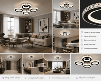 Lustră LED cu Telecomandă Isabeau 96W, Ø43 cm, Lumină Caldă/Neutră/Rece, Alb/Crom - AdeHouse — Finisaje și Iluminat Premium.