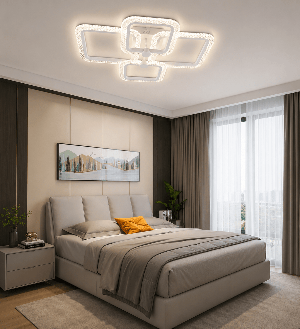 Lustră LED cu Telecomandă Camelia, 120W, Ø11 cm, Lumină Caldă/Neutră/Rece - AdeHouse — Finisaje și Iluminat Premium.