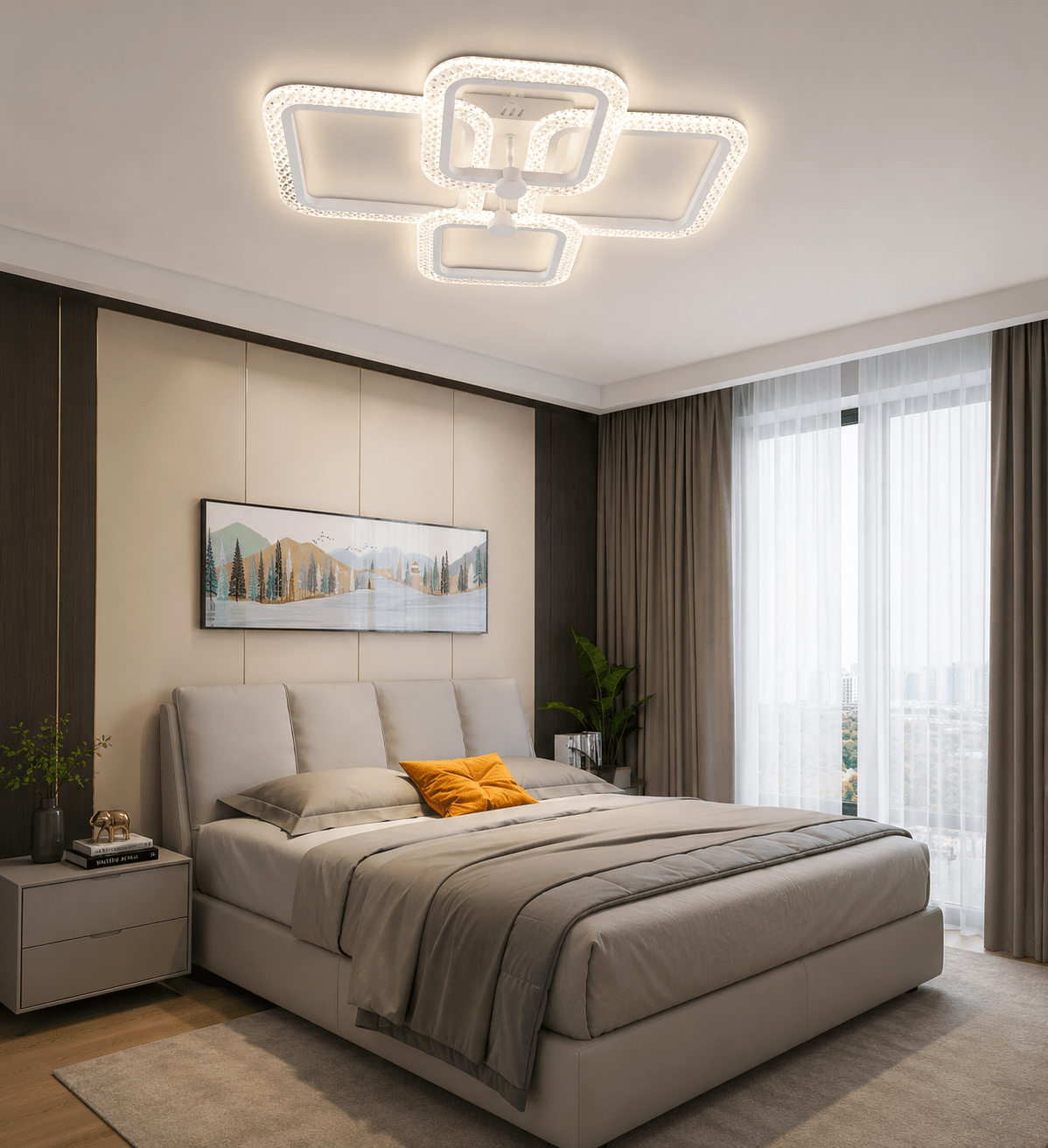 Lustră LED cu Telecomandă Camelia, 120W, Ø11 cm, Lumină Caldă/Neutră/Rece - AdeHouse — Finisaje și Iluminat Premium.