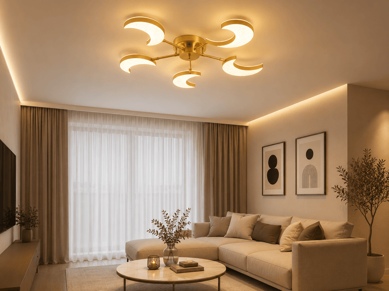 Lustră LED cu Telecomandă Veneranda, Ø60 cm, 80W, Auriu/Alb
