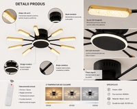 Lustră LED cu Telecomandă Guglielma, 2W, Lumină Caldă/Neutră/Rece, Negru - AdeHouse — Finisaje și Iluminat Premium.