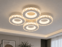 Lustră LED cu Telecomandă Seraphina 96W, Lumină Caldă/Neutră/Rece, Dimabilă, Alb/Crom - AdeHouse — Finisaje și Iluminat Premium.