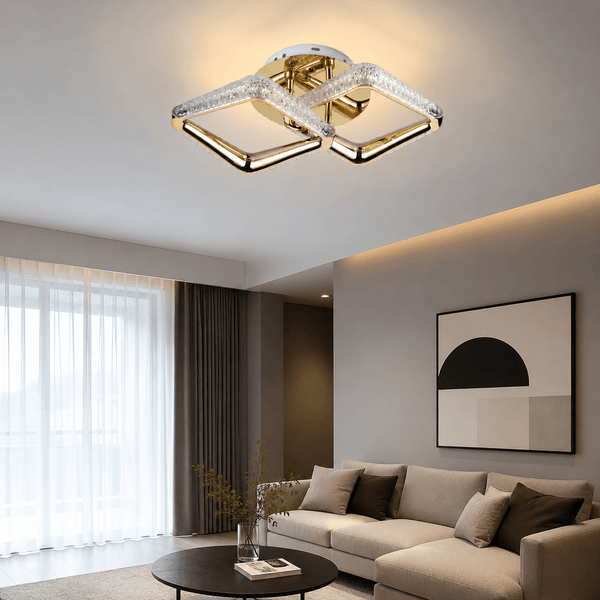 Lustră LED cu Telecomandă Aldegund 36W, 37×22 cm, cu Cristale, Lumină Caldă/Neutră/Rece, Auriu