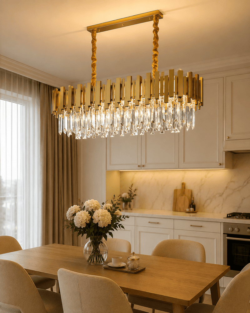 Candelabru Cristal Quintina 60W, Ø50 cm, Negru/Auriu