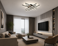 Lustră LED cu Telecomandă Thalira 144W, Lumină Caldă/Neutră/Rece, Dimabilă, Negru
