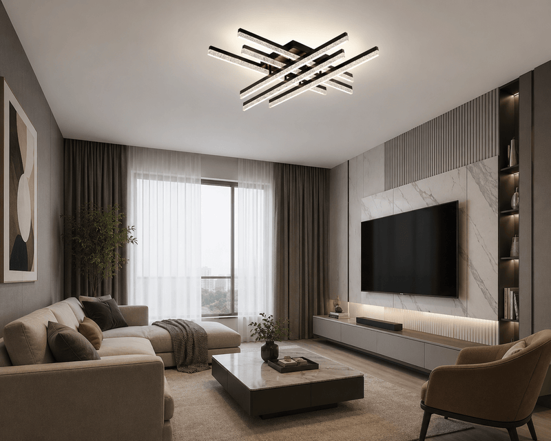 Lustră LED cu Telecomandă Thalira 144W, 72×72 cm, Lumină Caldă/Neutră/Rece, Dimabilă, Negru