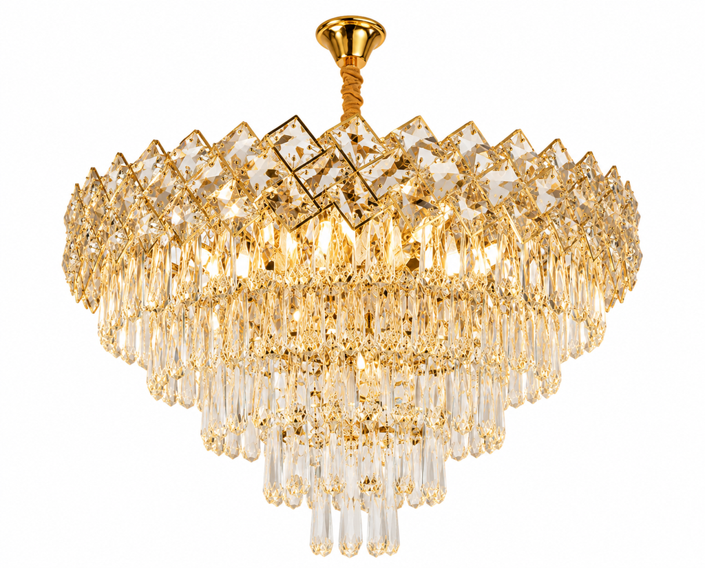 Candelabru Cristal Gwendolen, Ø40 cm, Auriu