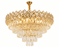 Candelabru Cristal Gwendolen, Ø40 cm, Auriu - AdeHouse — Finisaje și Iluminat Premium.