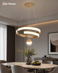 Lustra LED Aurelia Gold-tip pendul 107W Cu telecomanda - AdeHouse — Iluminat Modern la Preț Bun