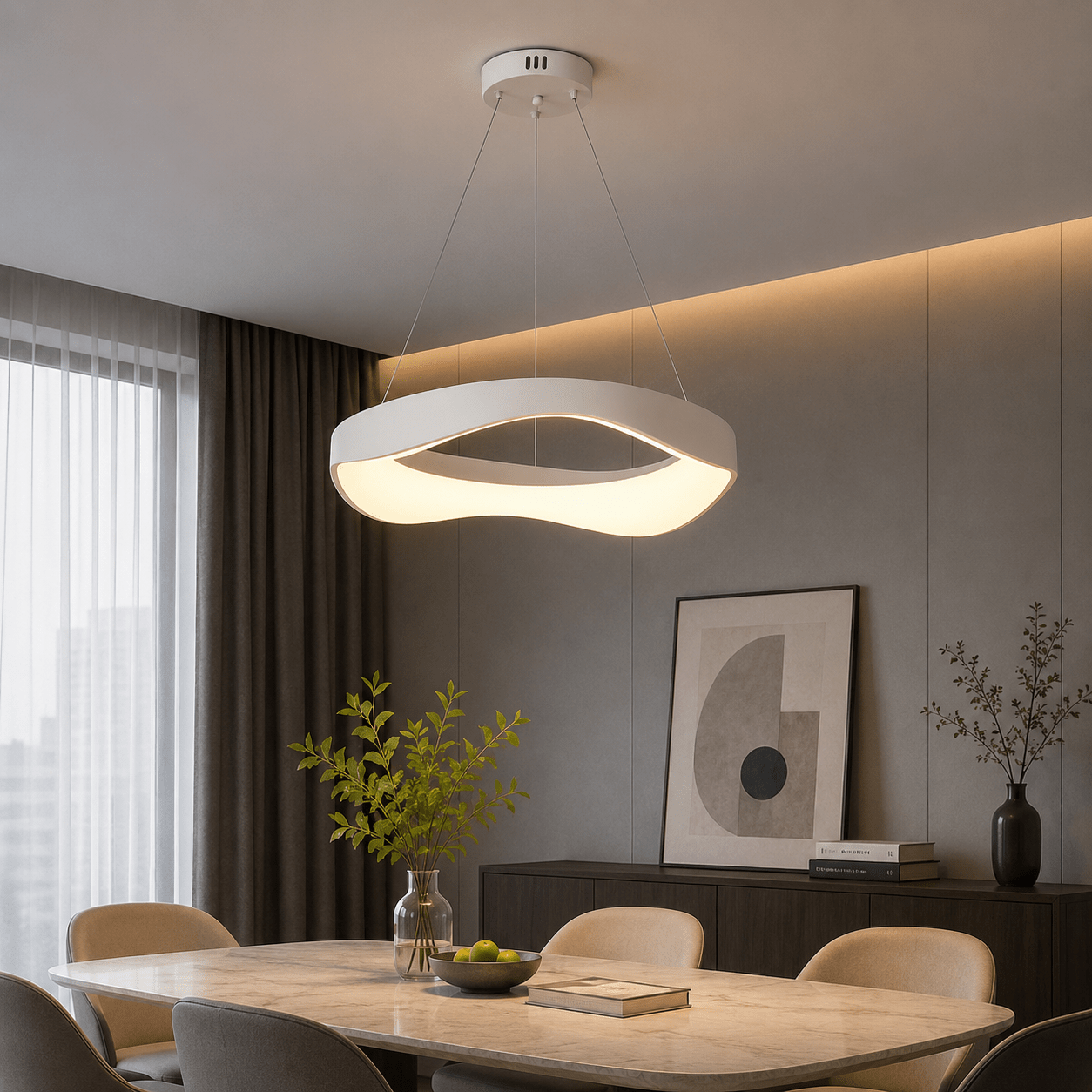 Pendul LED cu Telecomandă Edvige, 2W, Ø52 cm, Lumină Caldă/Neutră/Rece, Alb - AdeHouse — Finisaje și Iluminat Premium.
