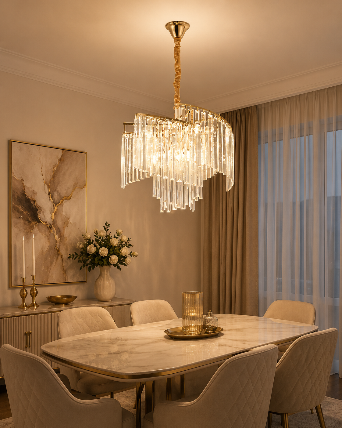 Candelabru Cristal Wynstelle, Ø47 cm, Auriu