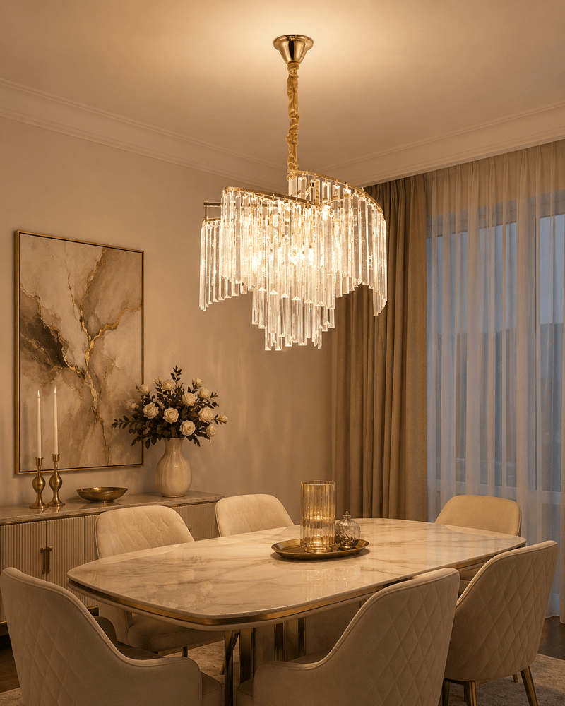 Candelabru Cristal Wynstelle, Ø47 cm, Auriu