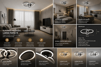 Lustră LED cu Telecomandă Ximena 144W, Ø63 cm, cu Inele, Lumină Caldă/Neutră/Rece, Dimabilă, Negru - AdeHouse — Finisaje și Iluminat Premium.