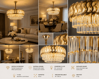 Candelabru Cristal Dianora, 60W, Auriu - AdeHouse — Finisaje și Iluminat Premium.